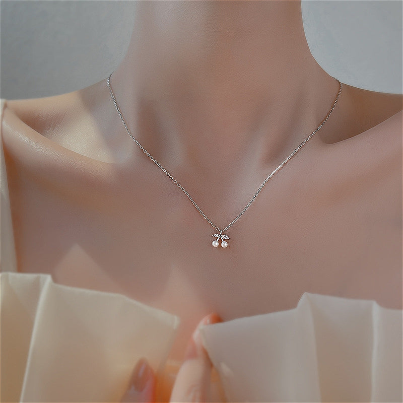 Cherry minimalist design pearl necklace