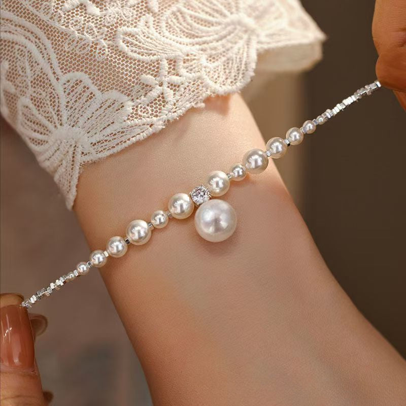 Gradual change broken silver design pearl bracelet