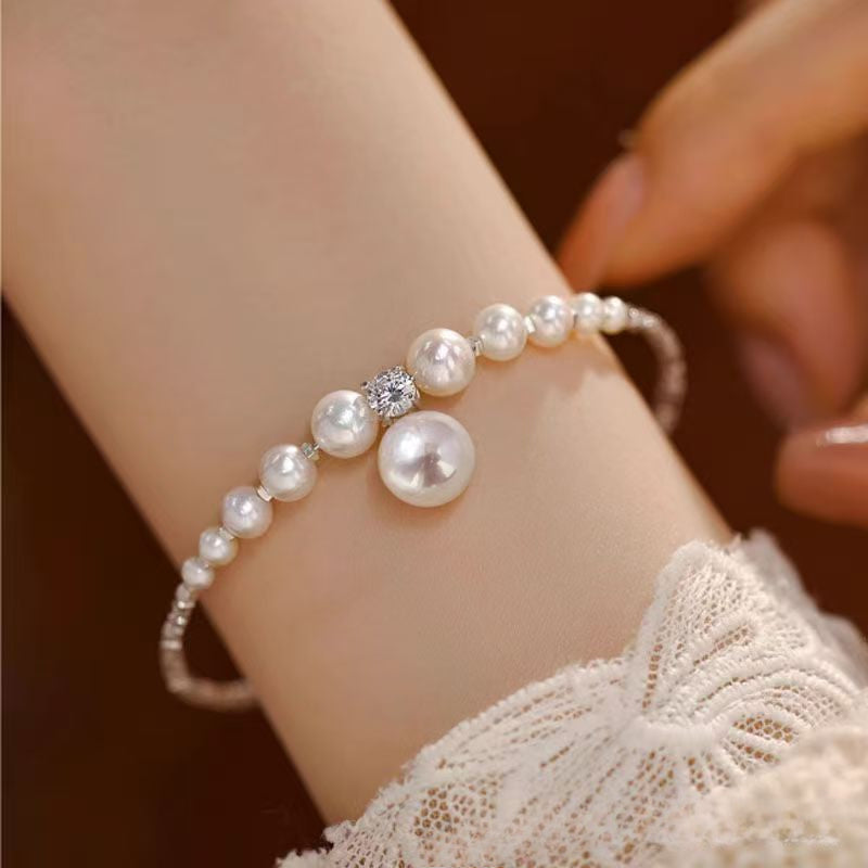 Gradual change broken silver design pearl bracelet