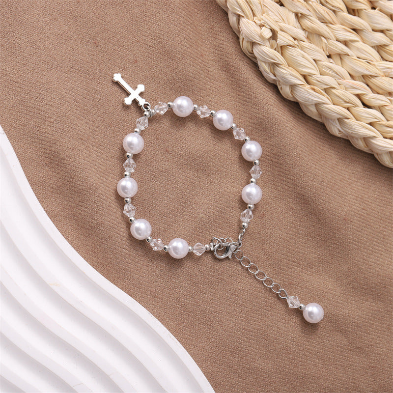 Cross Design Pearl Bracelet