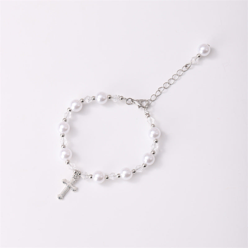 Cross Design Pearl Bracelet