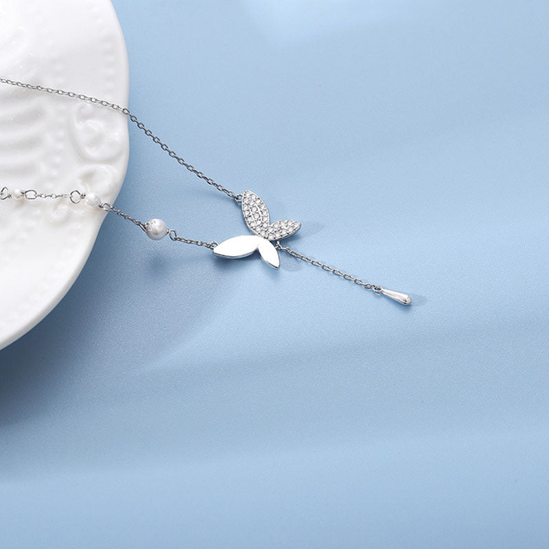 Butterfly Tassel Pearl Necklace