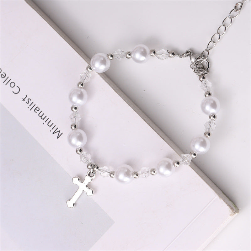 Cross Design Pearl Bracelet