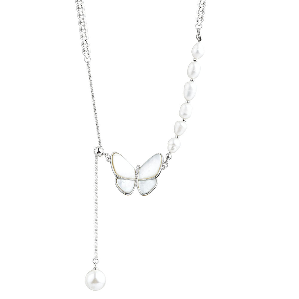 Butterfly Design Pearl Necklace