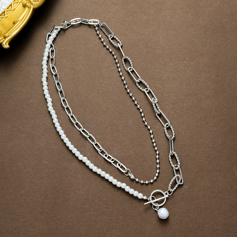 Bead chain stacked necklace