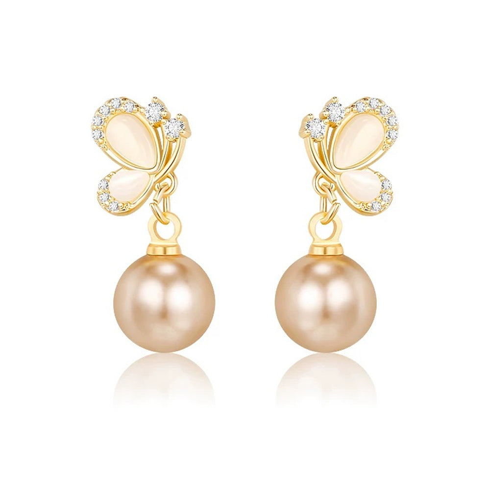 Butterfly Design Pearl Earrings