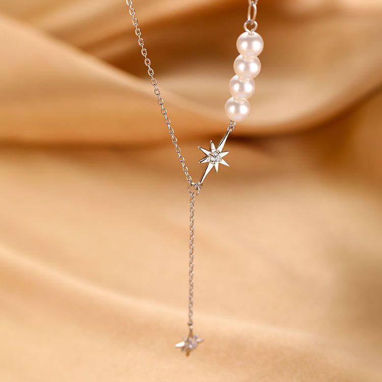 Crystal Pearl tassel niche design necklace