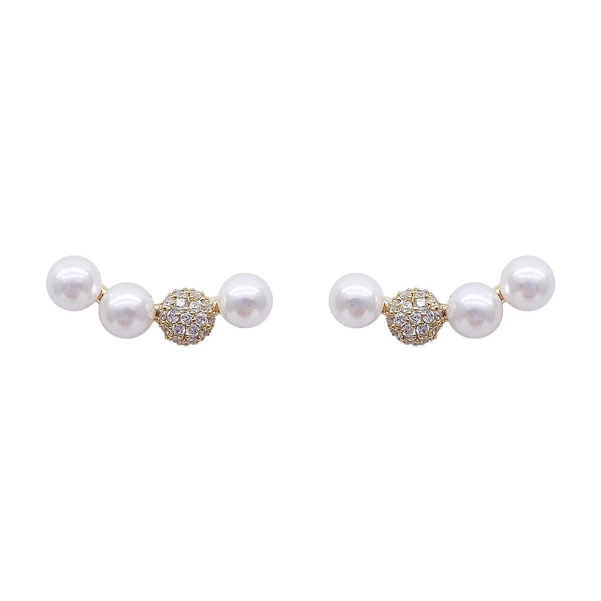 Smile word simple pearl stud earrings