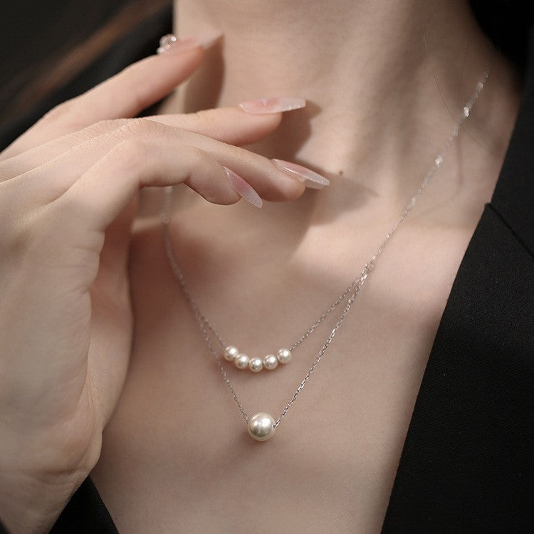 Double design crystal pearl pendant