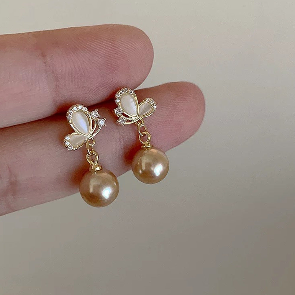 Butterfly Design Pearl Earrings