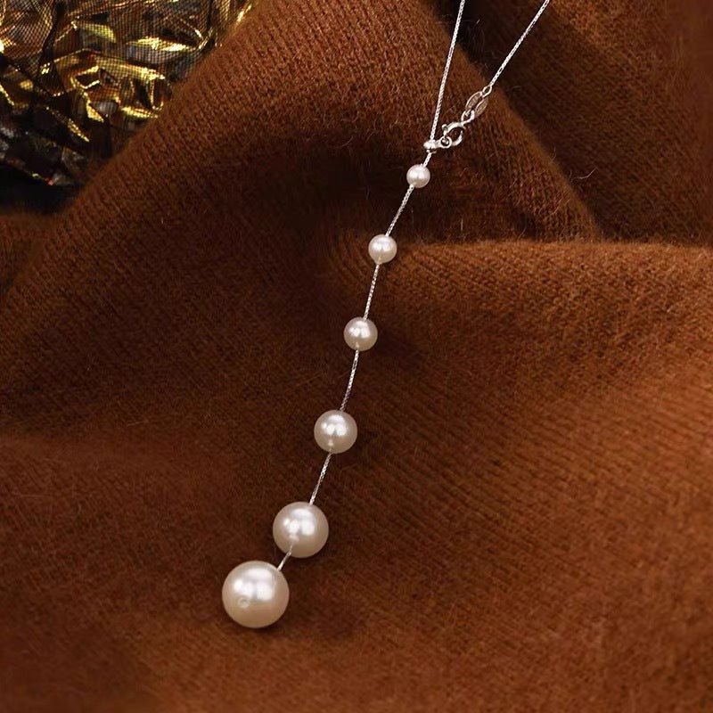 Autumn and winter design crystal pearl necklace