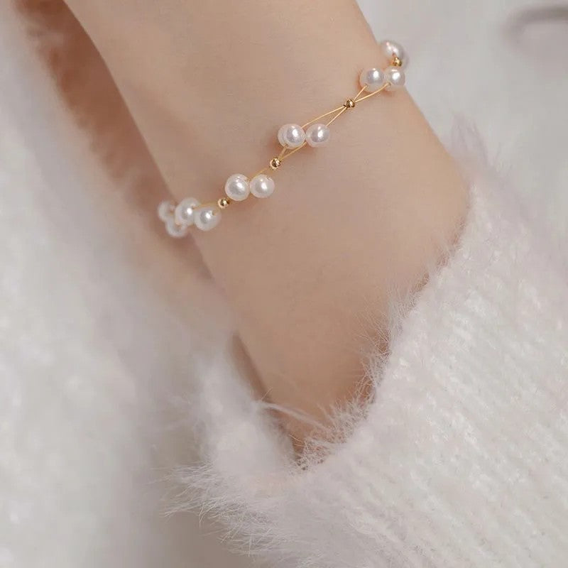 Double design pearl bracelet