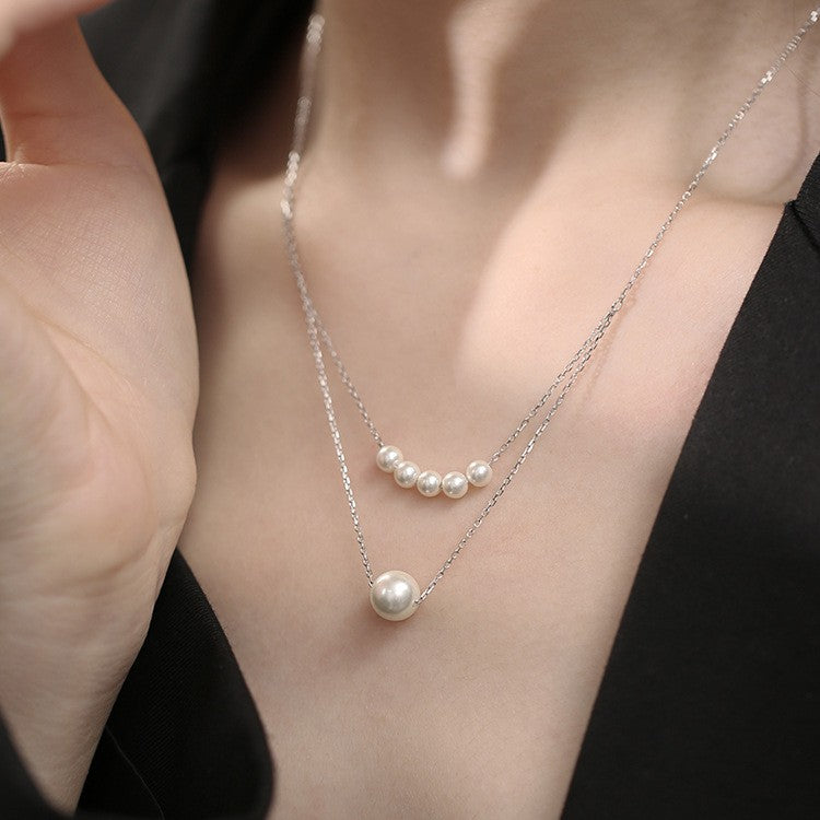 Double design crystal pearl pendant