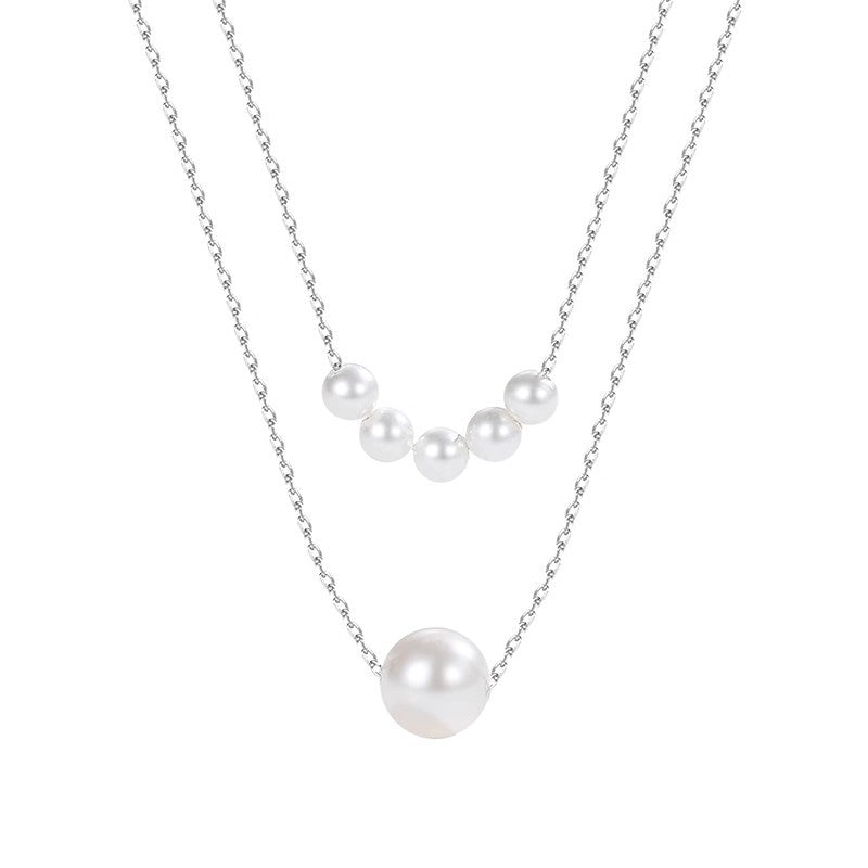 Double design crystal pearl pendant