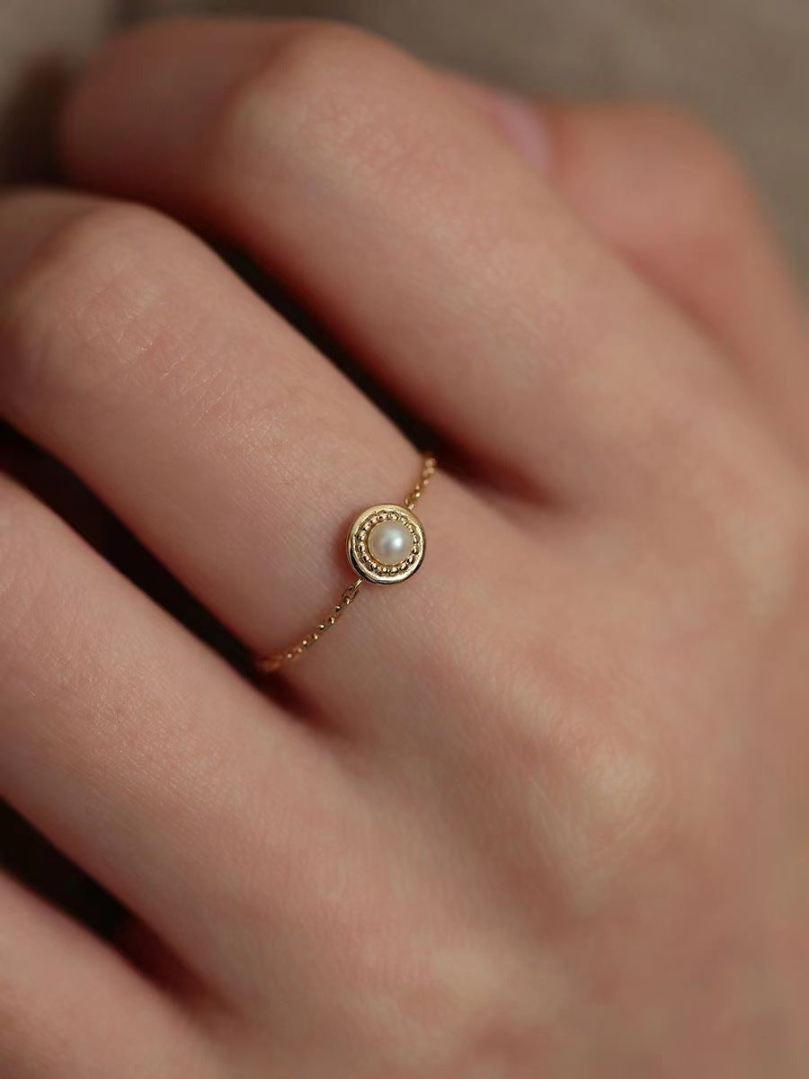 Dewdrop design pearl ring set