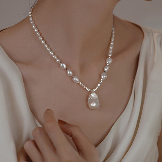 Baroque pleated water drop pearl necklace