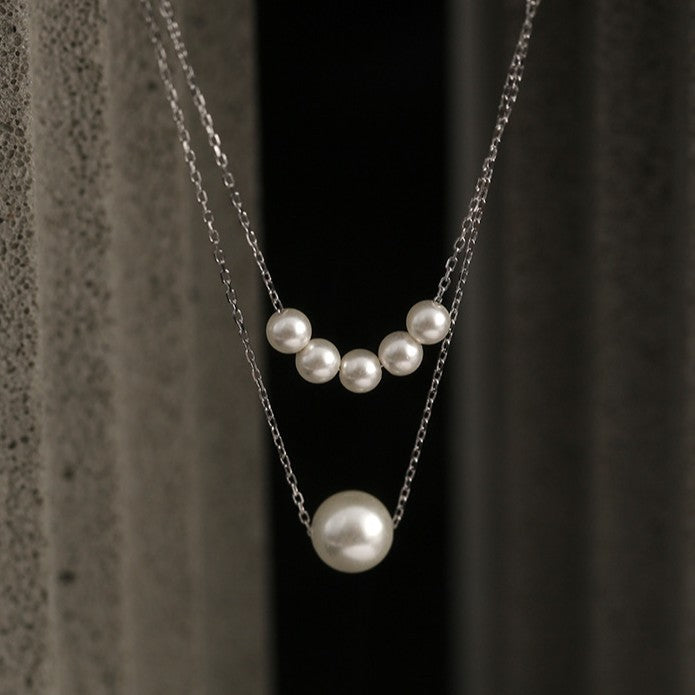 Double design crystal pearl pendant