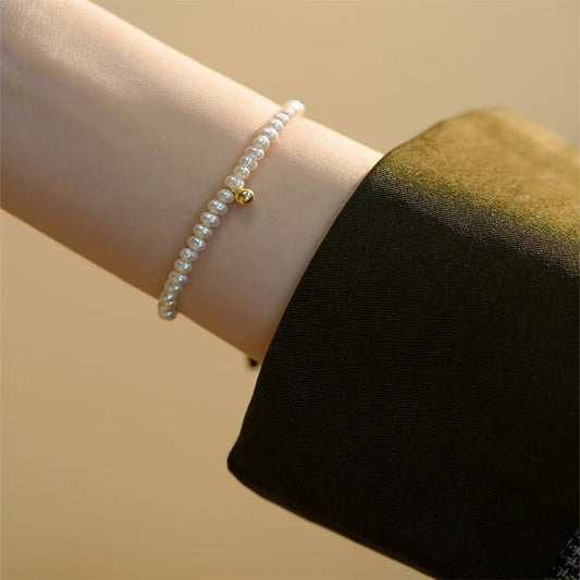 Small gold bead pearl bracelet