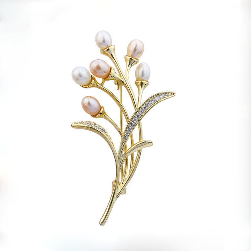 Wheat Ear Design Pearl Brooch